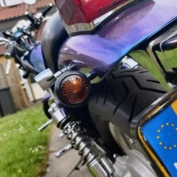 Φλάς Μαύρα Mini Για Custom Chopper Bobber Cafe Racer Ζευγάρι