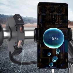 Φορτιστής USB Μοτό Διπλός Για Τιμόνι Quick Charge