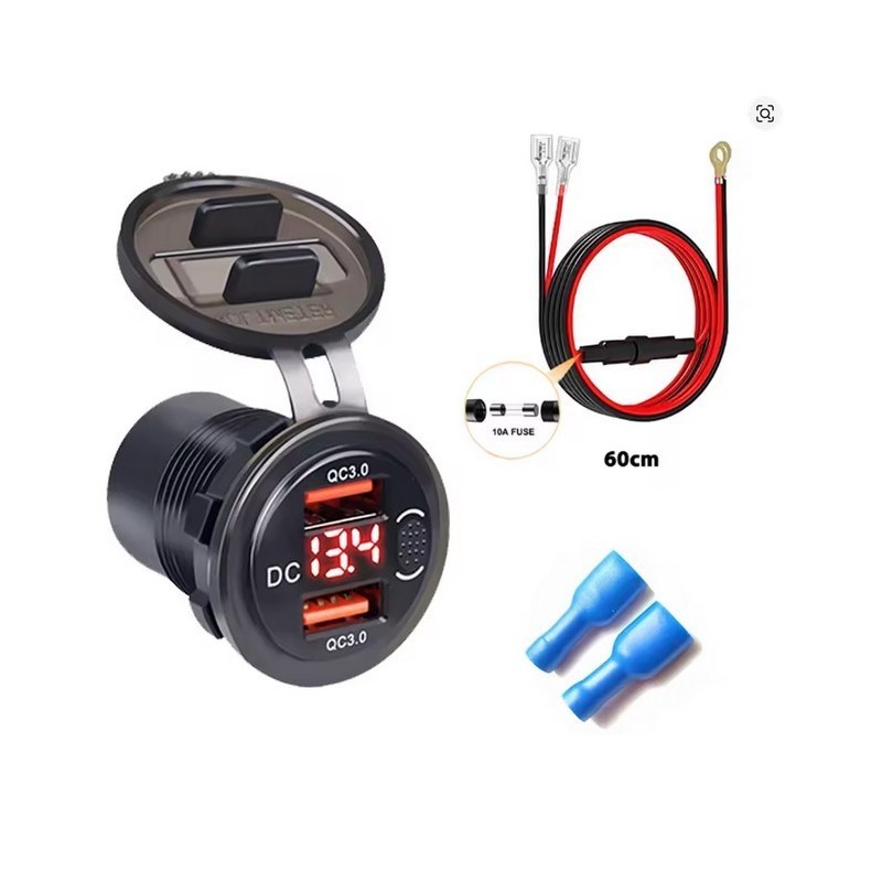 USB Φορτιστής Διπλός Με Βολτόμετρο