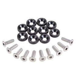 Universal Fairing Screws M6 With Aluminum Washers 10 Pieces - Black