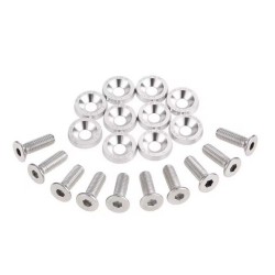 Universal Fairing Screws M6 With Aluminum Washers 10 Pieces - Silver