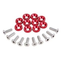 Universal Fairing Screws M6 With Aluminum Washers 10 Pieces - Red