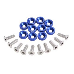 Universal Fairing Screws M6 With Aluminum Washers 10 Pieces - Blue