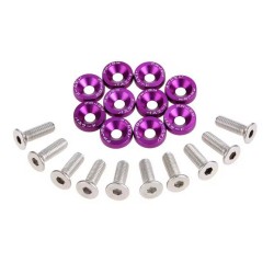Universal Fairing Screws M6 With Aluminum Washers 10 Pieces - Purple