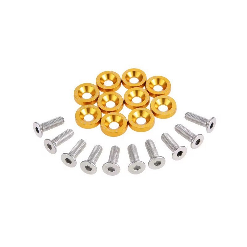 Universal Fairing Screws M6 With Aluminum Washers 10 Pieces - Gold
