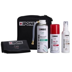 Κιτ Ταξιδιού 4 Τεμαχίων IPONE -Καθαριστικό Κράνους - Λιπαντικό - Sos Tyre - Πανάκι