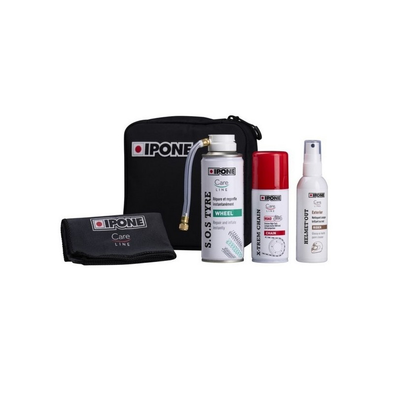 Κιτ Ταξιδιού 4 Τεμαχίων IPONE -Καθαριστικό Κράνους - Λιπαντικό - Sos Tyre - Πανάκι