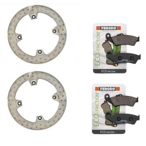 Σετ 2 Δισκόπλακες Εμπρός Και Τακάκια Για Honda XRV 750 Africa Twin 1990 - 2003