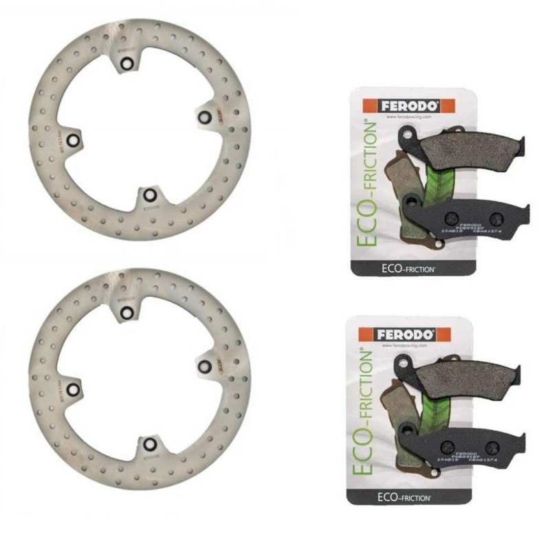 Σετ 2 Δισκόπλακες Εμπρός Και Τακάκια Για Honda XRV 750 Africa Twin 1990 - 2003