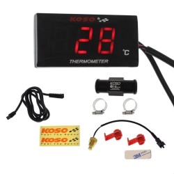 KOSO digital motorcycle/car radiator thermometer with 18mm diameter pipe connector red