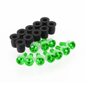 Windscreen Screws Green (10 pieces) With Long Rubber Nuts