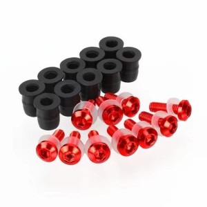 Windscreen Screws Red (10 pieces) With Long Rubber Nuts