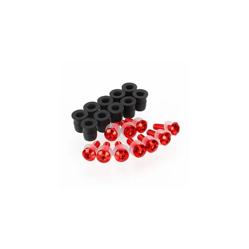 Windscreen Screws Red (10 pieces) With Long Rubber Nuts