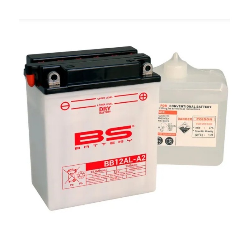 Battery BS BATTERY BB12AL-A2 BMW F650 Funduro GS ST - Aprilia Pegaso 650 Scarabeo 150 500 - Yamaha XT 600Z Tenere